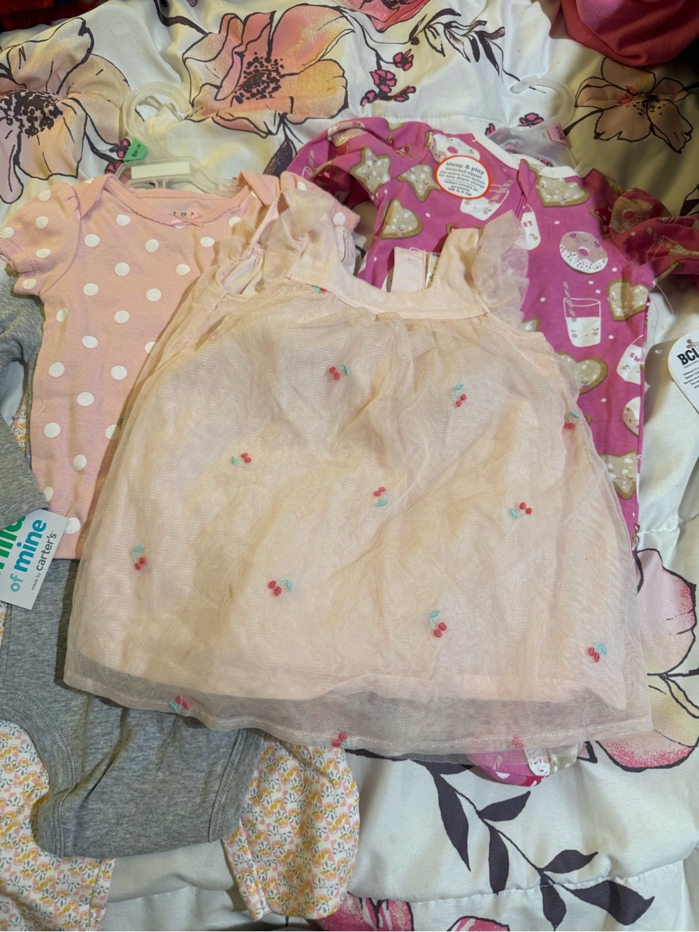 Carter's Pink Tulle Cherry Dress Set bundle baby girl 6/9